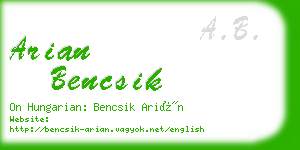 arian bencsik business card